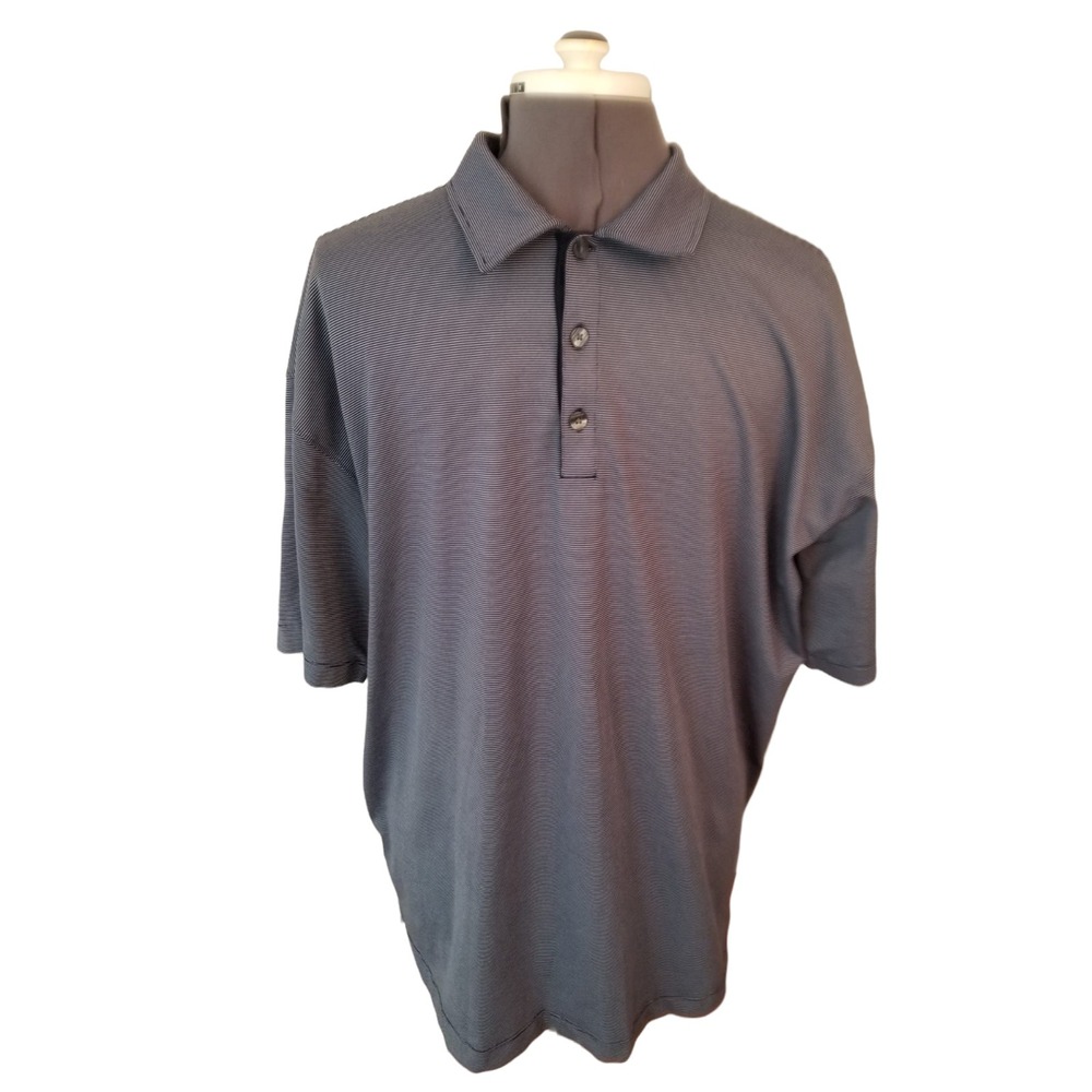 Nike Golf Dri Fit UV Polo Men's Shirt Blue White Striped Size XXL PIT TO PIT 25